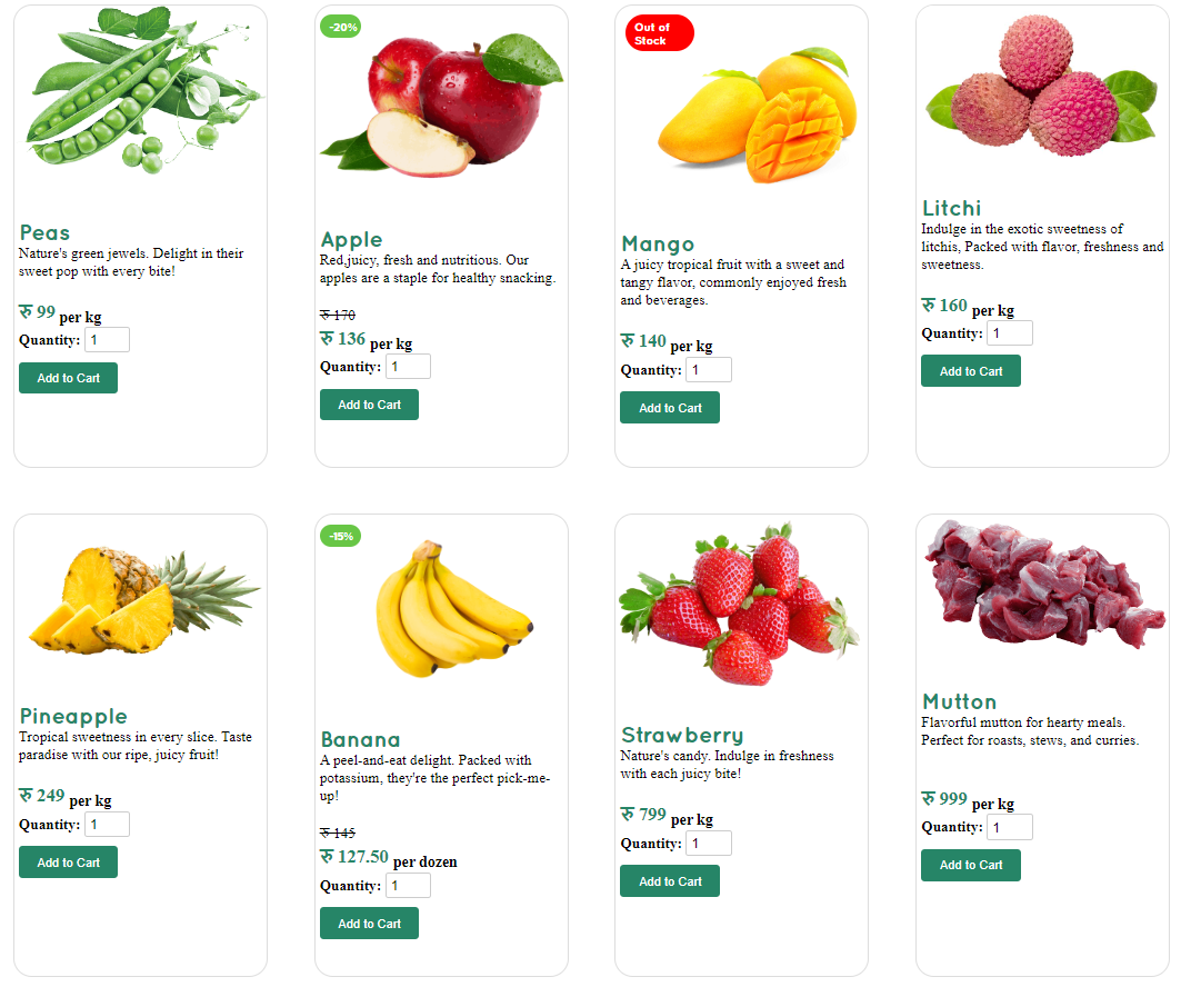 Grocery Website: Product page project